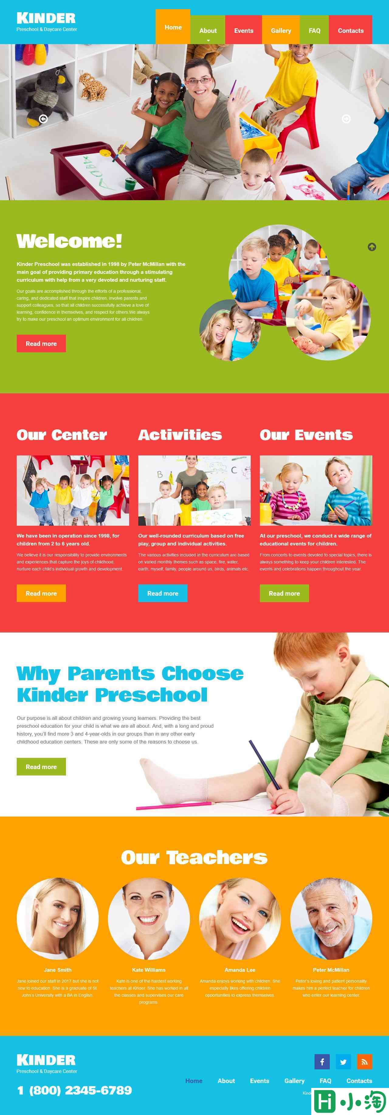 精品幼儿园日托中心网站模板-PC预览